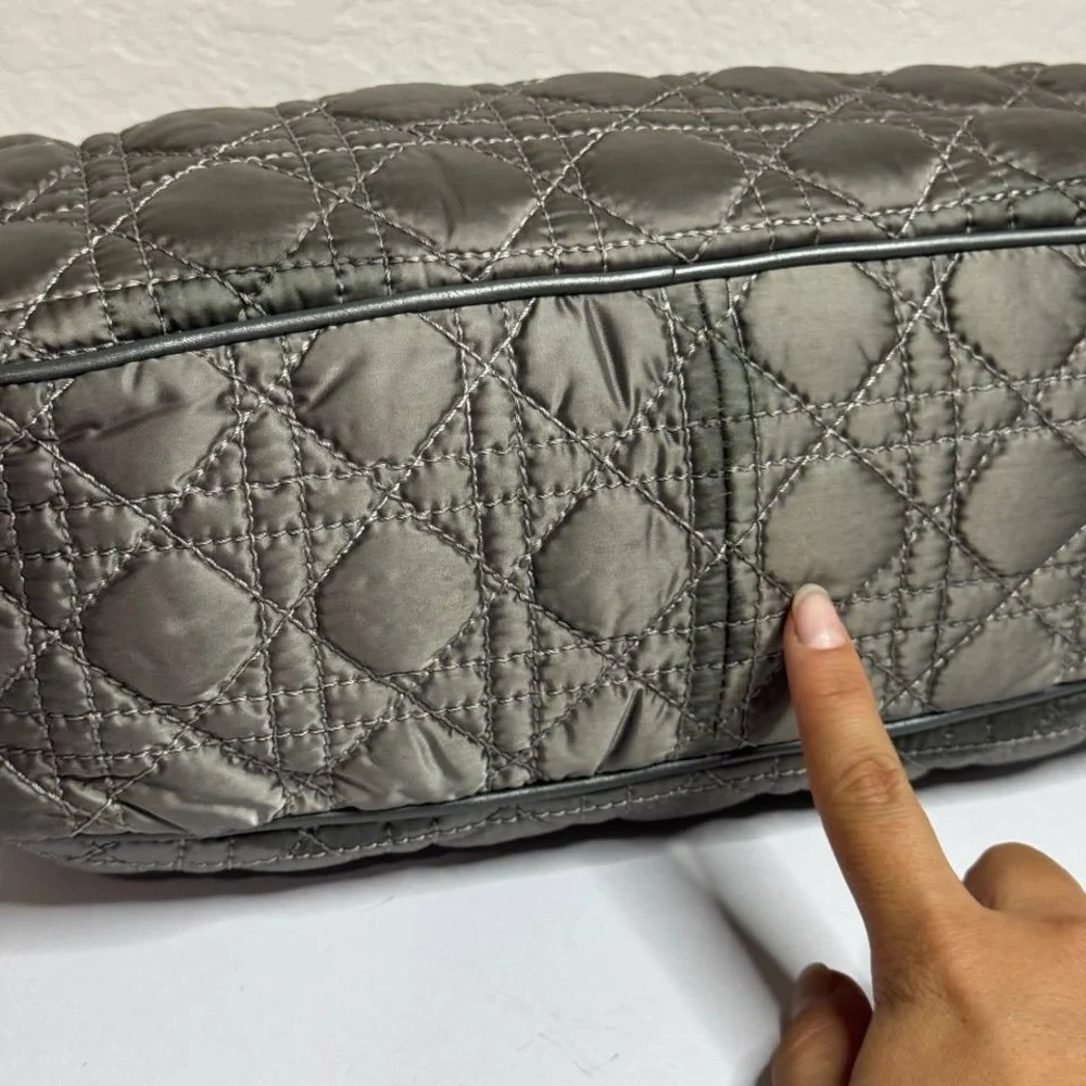 Christian Dior Vintage Iconic Cannage Lady Boston Bag in Metallic Grey - Picture 16 of 16